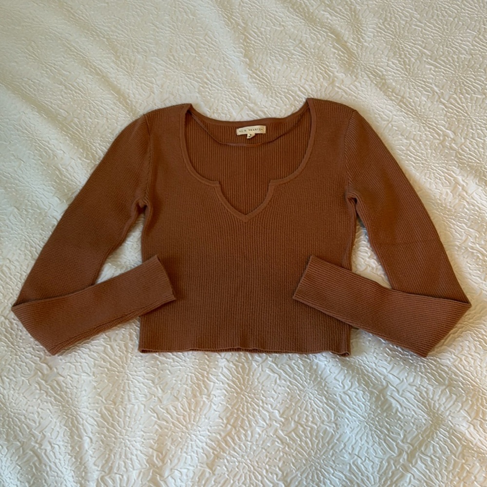 LA Hearts Cropped Waffle Top